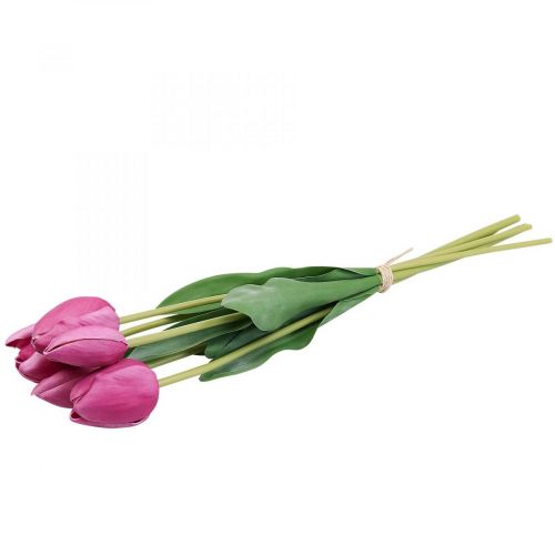 Artículo Flores artificiales tulipán rosa, flor de primavera L48cm lote de 5