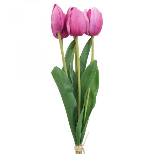 Artículo Flores artificiales tulipán rosa, flor de primavera L48cm lote de 5