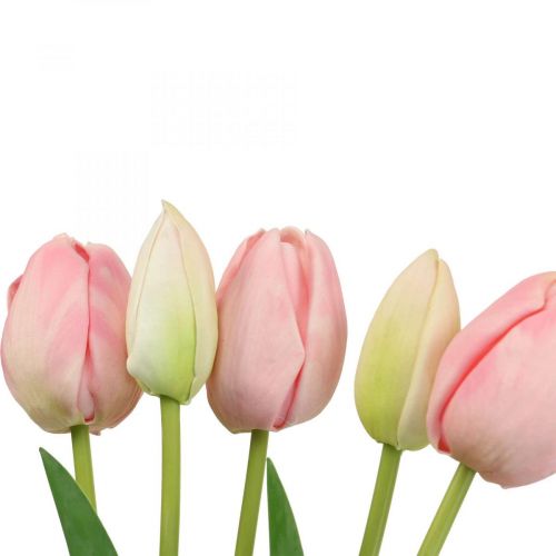 Artículo Flores artificiales tulipán rosa, flor de primavera 48 cm, manojo de 5