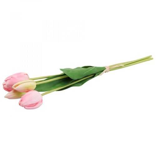 Artículo Flores artificiales tulipán rosa, flor de primavera 48cm paquete de 5