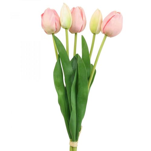 Floristik24 Flores artificiales tulipán rosa, flor de primavera 48 cm, manojo de 5