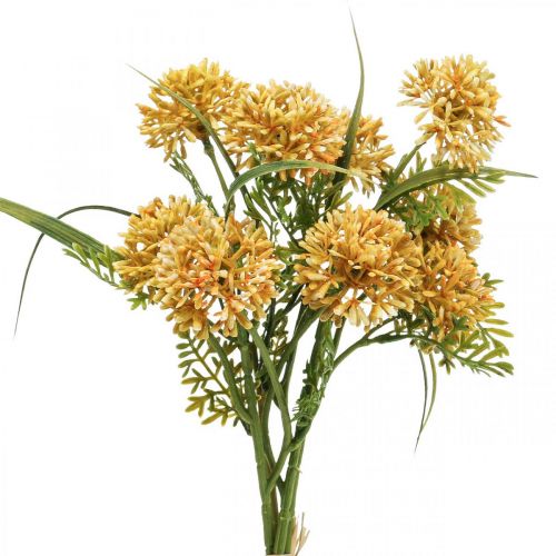 Floristik24 Flores artificiales allium amarillo decoración cebolla ornamental 34cm 3pcs en ramo