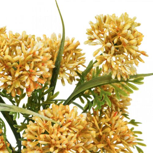 Artículo Flores artificiales decorativas de allium amarillo, cebolla ornamental, 34 cm, 3 unidades en manojo