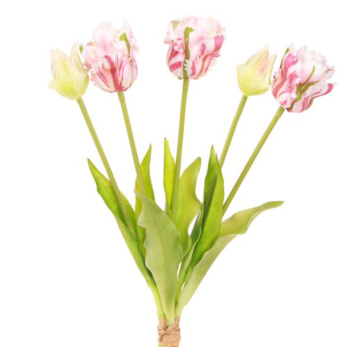 Artículo Ramo de flores artificiales 5 tulipanes loro Tulipanes artificiales 40cm