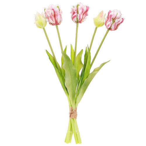 Artículo Ramo de flores artificiales 5 tulipanes loro Tulipanes artificiales 40cm