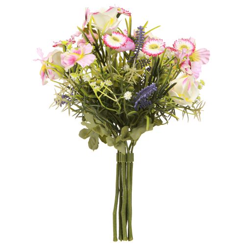 Artículo Ramo de flores artificiales en color crema rosa morado verde Ø18cm H25cm