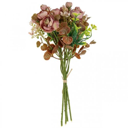 Artículo Ramo de flores artificiales deco ranunculus rosa artificial 32cm