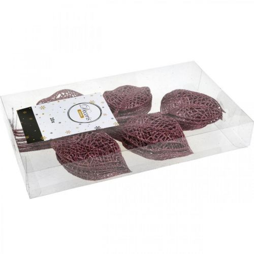 Floristik24 Plantas artificiales, hojas decorativas, ramas artificiales purpurina rosa L36cm 10 piezas