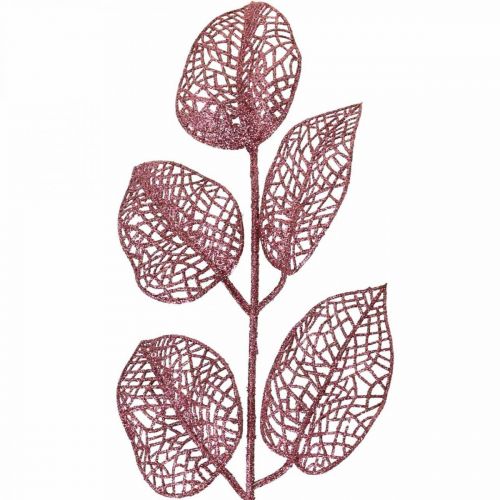 Plantas artificiales, hojas decorativas, rama artificial brillo rosa L36cm 10p