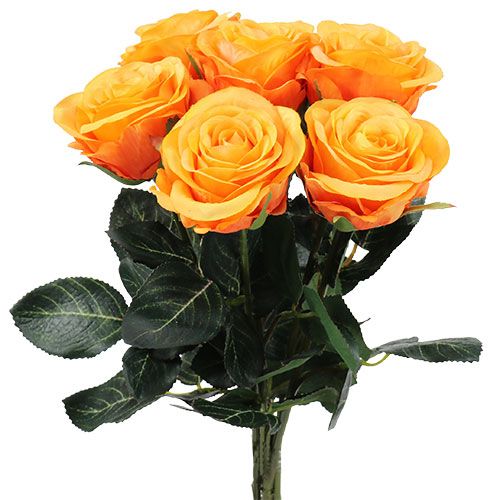 Floristik24 Rosas artísticas rellenas de naranja Ø6cm L37cm 6pcs