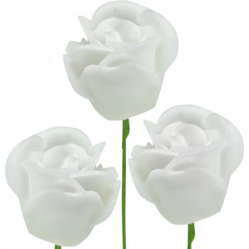 Floristik24 Rosas artificiales crema cera rosas deco rosas cera Ø6cm 18 piezas