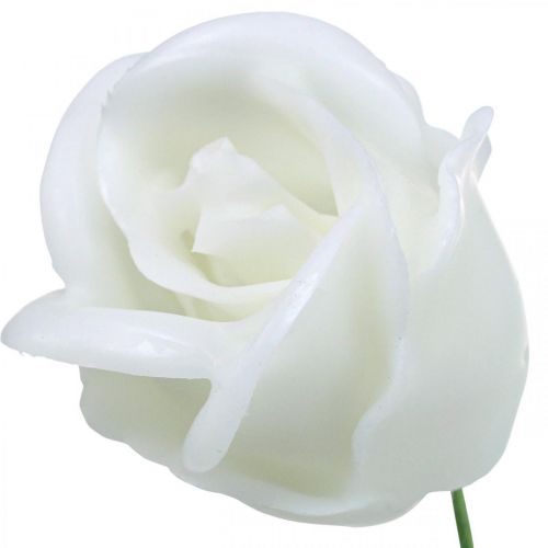 Artículo Rosas artificiales rosas de cera blanca rosas decorativas cera Ø6cm 18 piezas
