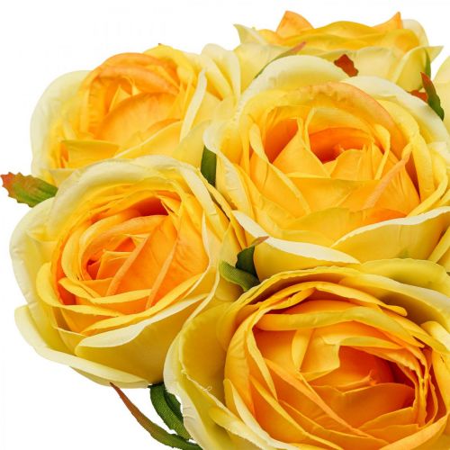 Floristik24 Rosas artificiales Rosas artificiales amarillas Flores de seda 28cm 7pcs