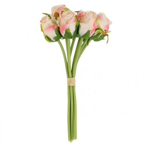 Floristik24 Rosas artificiales rosa albaricoque rosas artificiales 28cm manojo 9pcs