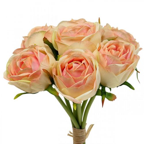 Floristik24 Rosas artificiales rosa rosas artificiales 28cm ramo 7 piezas