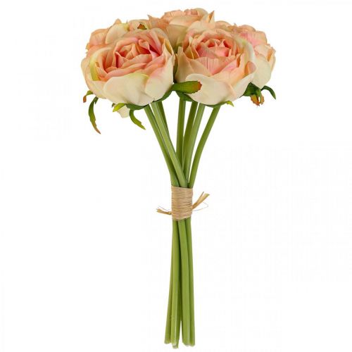 Floristik24 Rosas artificiales rosa rosas artificiales 28cm ramo 7 piezas