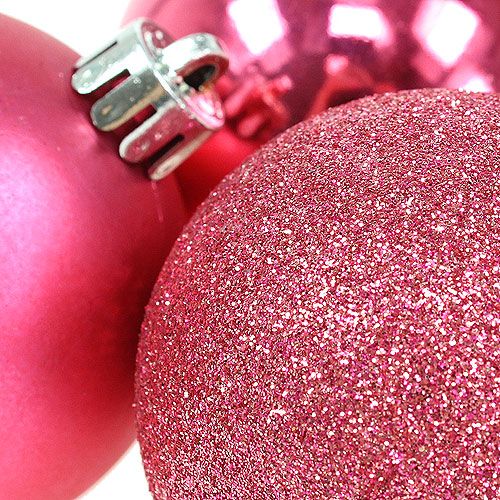 Artículo Bolas de Navidad de plástico rosa Ø6cm 10pcs