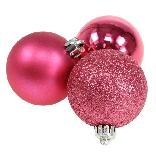 Floristik24 Bolas de Navidad de plástico rosa Ø6cm 10pcs