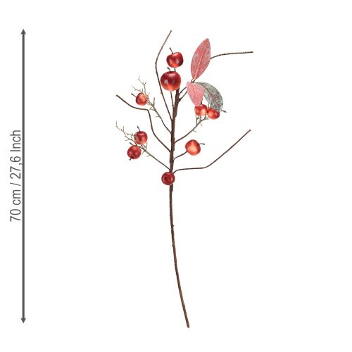Rama de manzana artificial roja para decoración navideña de otoño, 70 cm