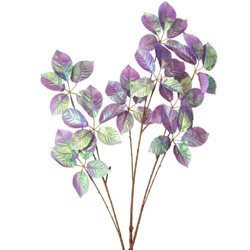 Floristik24 Rama artificial hojas decoración violeta metalizado L103cm 2ud