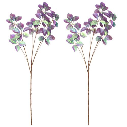 Artículo Rama artificial hojas decoración violeta metalizado L103cm 2ud