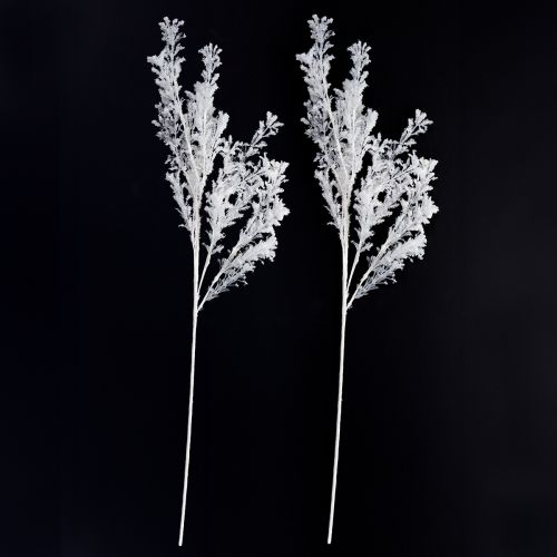 Artículo Rama artificial esmerilada decorativa para invierno, color blanco, 78 cm, 2 unidades
