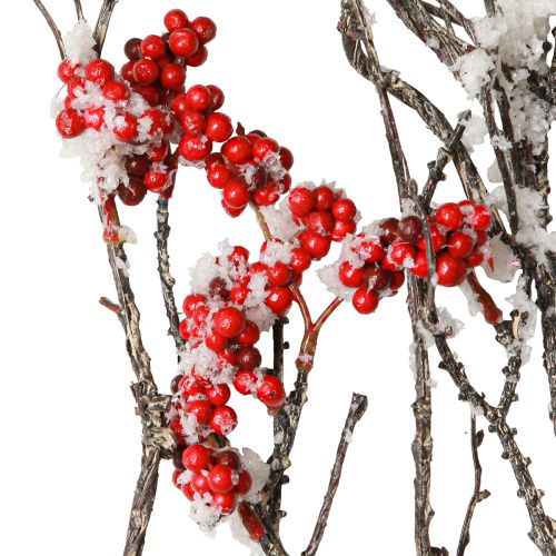 Artículo Rama artificial larga nevada con frutos rojos 130cm