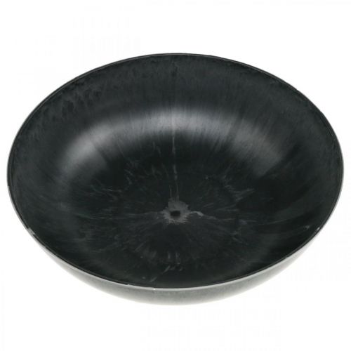 Floristik24 Florero redondo, macetero, cuenco de plástico negro, gris jaspeado H8.5cm Ø30cm
