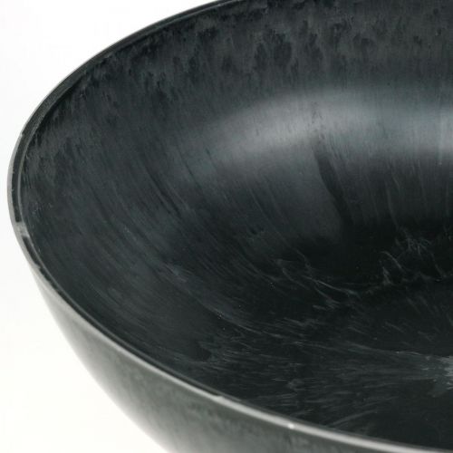 Floristik24 Florero redondo, macetero, cuenco de plástico negro, gris jaspeado H8.5cm Ø30cm