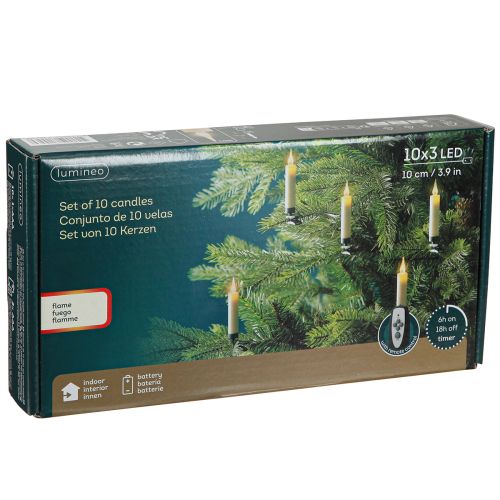 Artículo Velas de árbol LED con batería y brillo remoto 10 LED H10cm