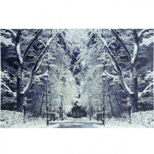 Floristik24 Cuadro LED paisaje invernal parque con farolillos Mural LED 58x38cm