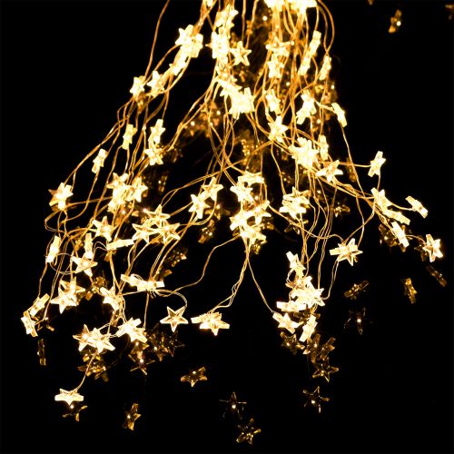 Floristik24 Paquete de luces LED estrella para exterior 320 1m plateado / blanco cálido