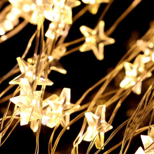 Floristik24 Paquete de luces LED estrella para exterior 320 1m plateado / blanco cálido