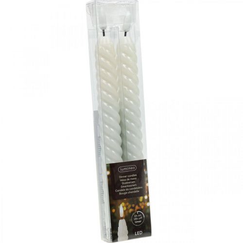 Floristik24 Velas de palo LED temporizador blanco cera real para batería 25cm 2 piezas
