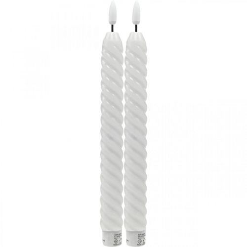 Floristik24 Velas de palo LED temporizador blanco cera real para batería 25cm 2 piezas