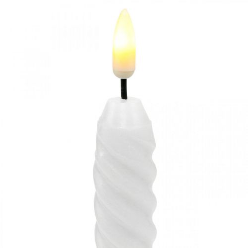 Floristik24 Velas de palo LED temporizador blanco cera real para batería 25cm 2 piezas