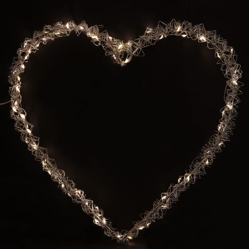 Lámpara decorativa LED de metal con forma de corazón para colgar, color blanco cálido, 30 cm
