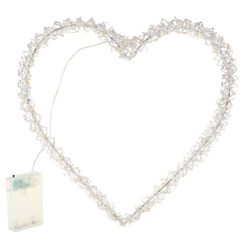 Artículo Lámpara decorativa LED de metal con forma de corazón para colgar, color blanco cálido, 30 cm