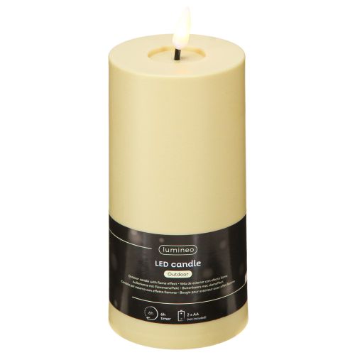 Floristik24 Vela LED con temporizador Verde Beige Exterior Ø7,5cm H18cm
