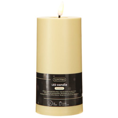 Artículo Vela LED con temporizador Verde Beige Exterior Ø7,5cm H18cm