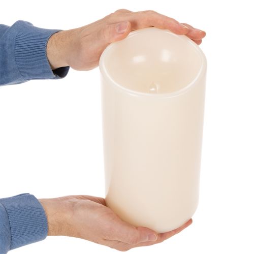Vela LED grande a pilas con temporizador, luz blanca cálida, para exteriores, 25 cm | Floristik24.es