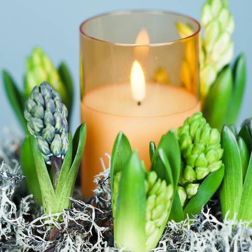 Floristik24 Vela LED en un vaso de cera real naranja Ø10cm H12.5cm