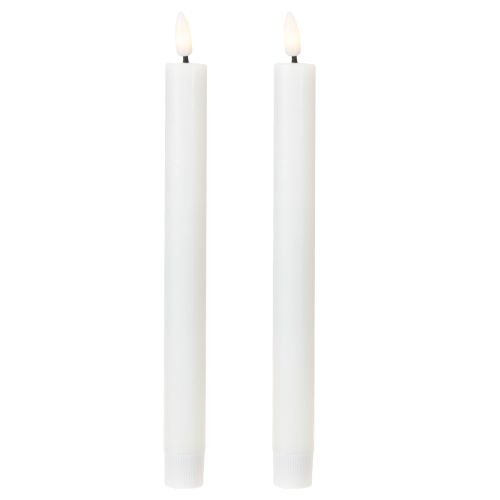 Velas LED blancas cónicas de cera blanca cálida 24,5 cm 2 piezas