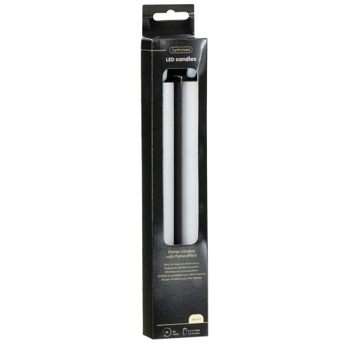 Artículo Velas LED blancas cónicas de cera blanca cálida 24,5 cm 2 piezas