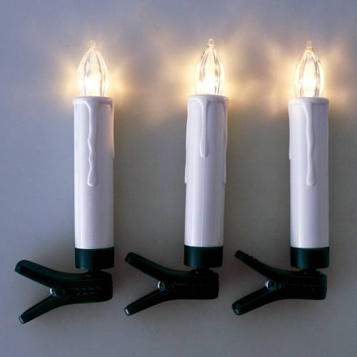 Floristik24 Velas LED para árboles 10cm blanco cálido con mando a distancia 10uds