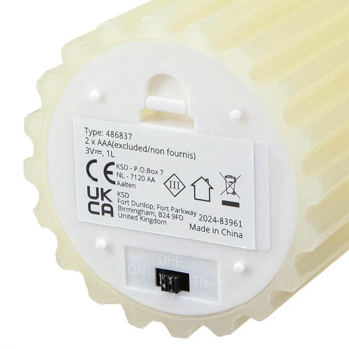 Floristik24 Velas LED con temporizador velas ranuradas de cera 7,5/10cm crema 2 piezas