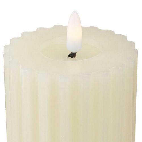 Floristik24 Velas LED con temporizador velas ranuradas de cera 7,5/10cm crema 2 piezas
