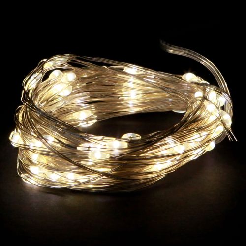 Cadena de luces LED 100 Micro LED blanco cálido temporizador 4 piezas