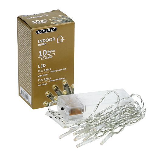 Floristik24 Luces de hadas LED 10er 1.3m blanco cálido, con pilas