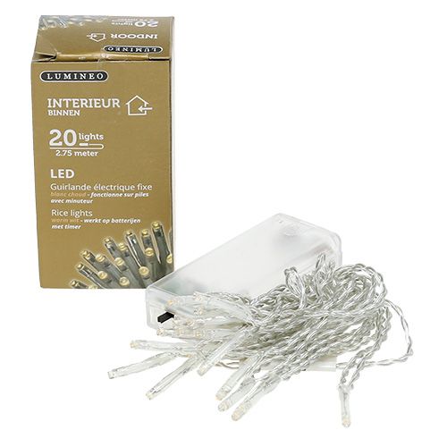 Floristik24 Cadena de luz LED 20 cm 275cm con batería blanco cálido